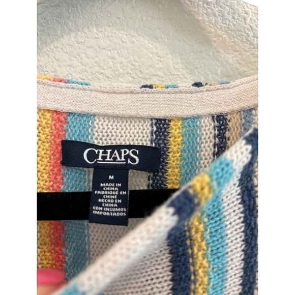 Chaps Ralph Lauren 3/4 Sleeve Tunic Style Linen Cotton Blend Striped Sweater M - Picture 5 of 5